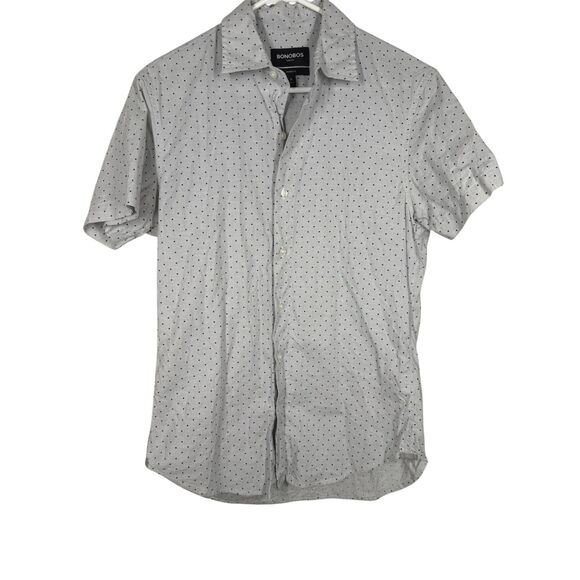 Bonobos Stretch Tailored Fit Mens Polka Dot Shirt Sz M Short Sleeve Button Up - Picture 1 of 8